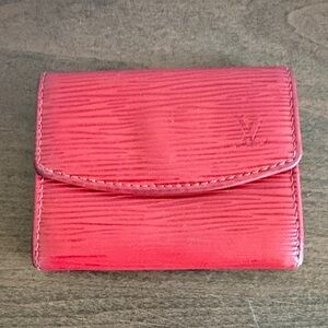 Louis Vuitton Red Epi leather card case wallet